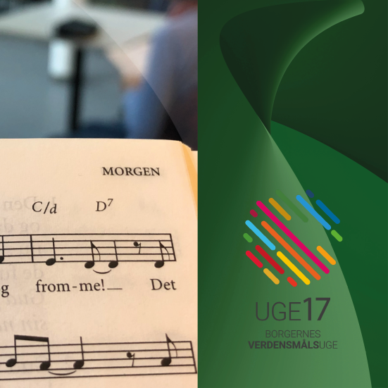 Sangbog med noder til en morgensang samt uge 17 logo