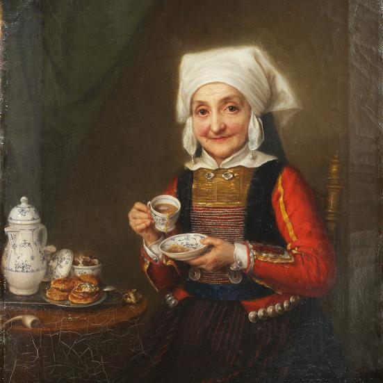 Kaffedrikkende bondekone