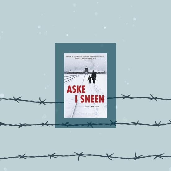 Bogforsiden med illustrationer af pigtråd og snefald.