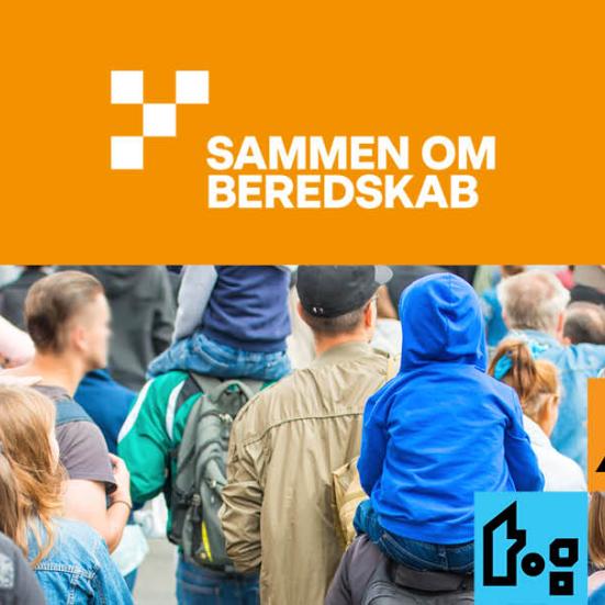 Plakat fra kampagnen Sammen om beredskab med logoer og en stor menneskemængde