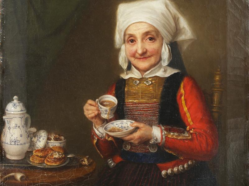 Kaffedrikkende bondekone