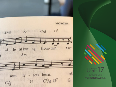 Sangbog med noder til en morgensang samt uge 17 logo