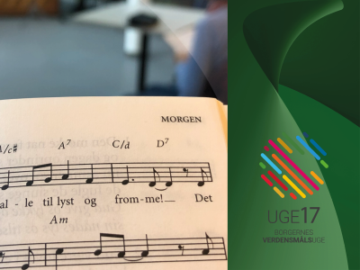 Sangbog med noder til en morgensang samt uge 17 logo