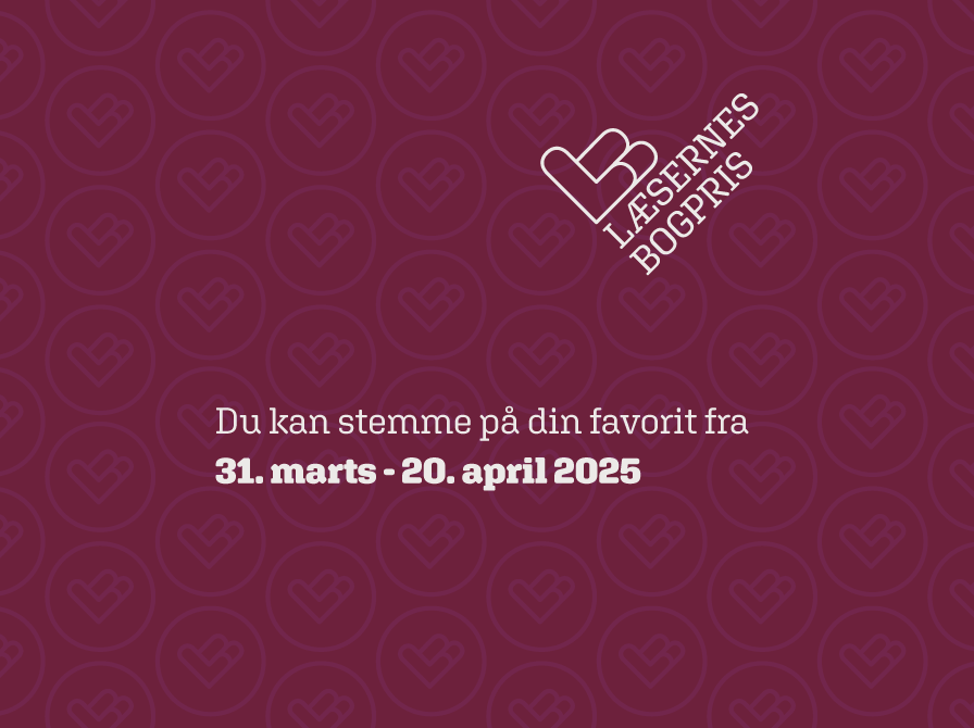 Logo for Læsernes Bogpris. Du kan stemme på din favorit fra 31. marts - 20. april 2025